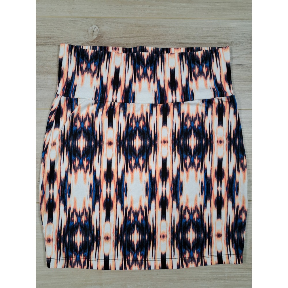 Charlotte Russe Womens Blue Orange Ikat Abstract Print Mini Skirt Size M 2B11424